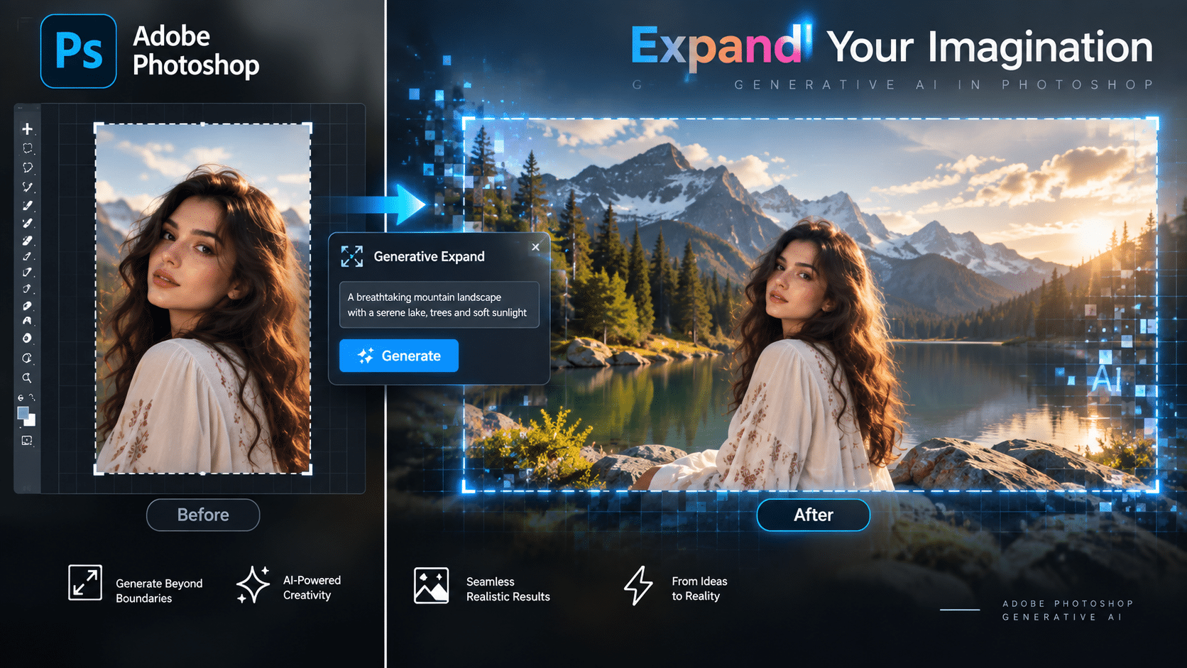 Adobe Photoshop Generative Fill and Generative Expand tools