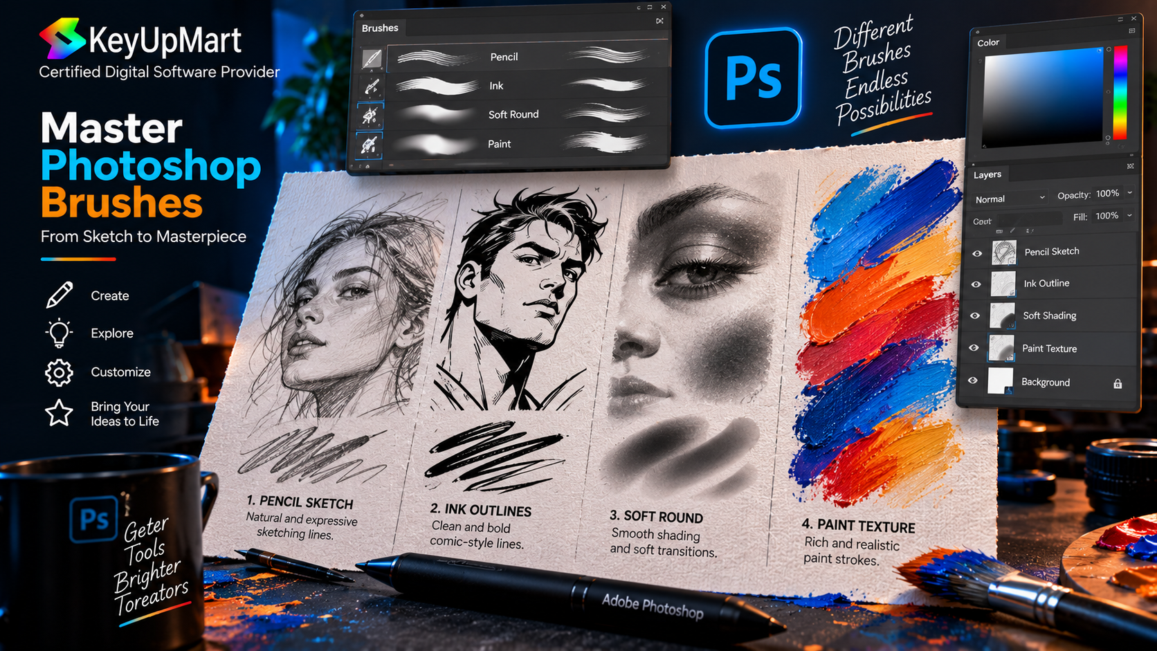 Choosing the best Photoshop brushes for digital drawing