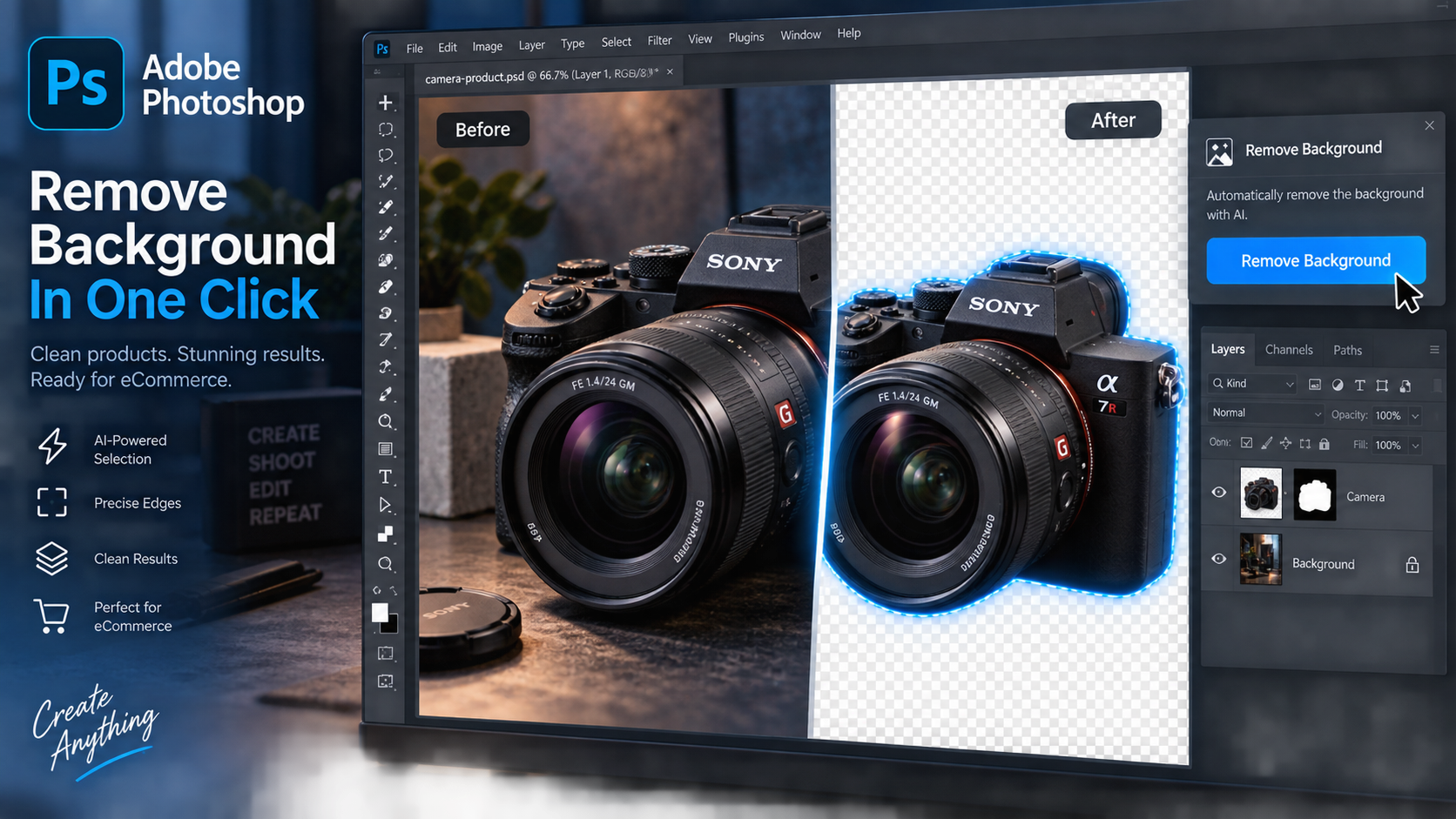 Adobe Photoshop background removal and object selection tools
