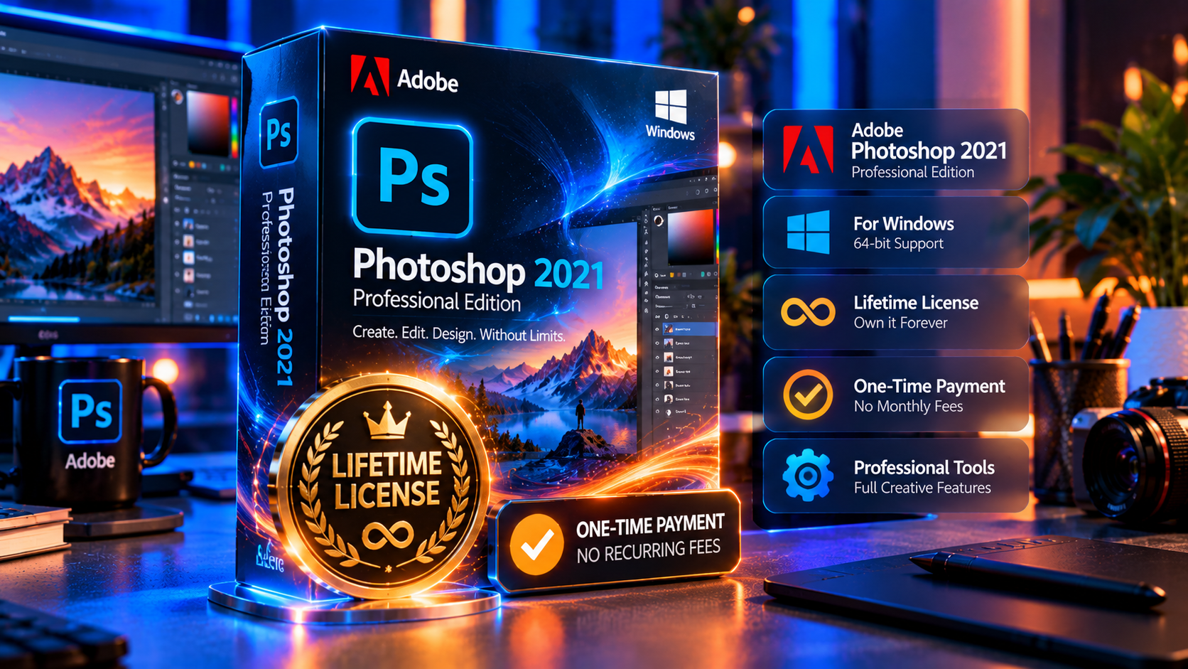 Adobe Photoshop 2021 Professional Edition one-time purchase alternative