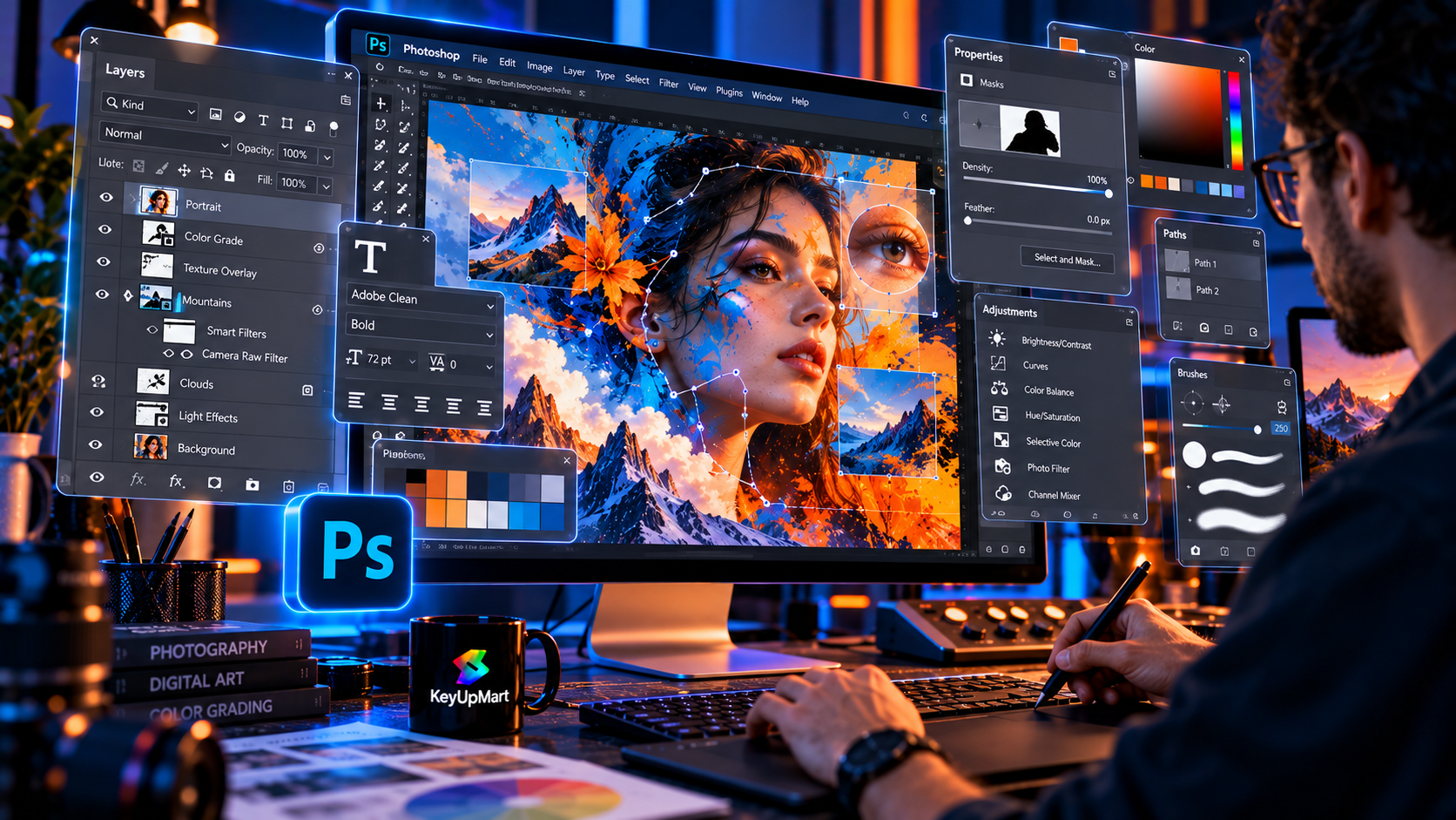 Adobe Photoshop full professional editing interface