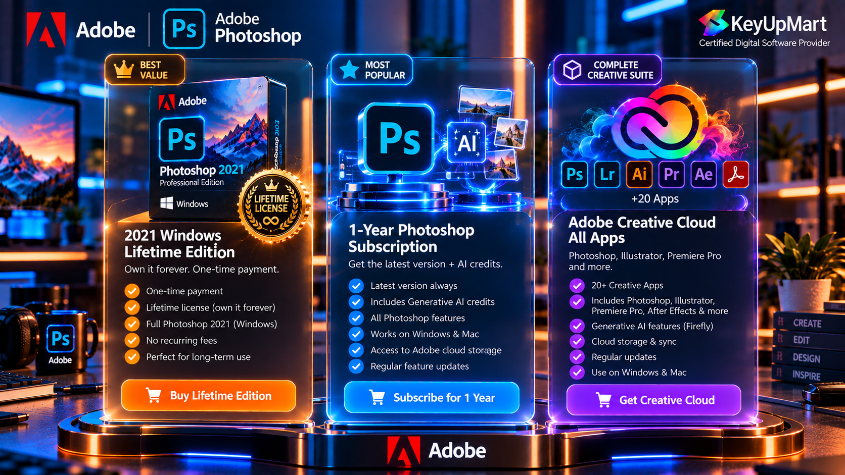 Available Adobe Photoshop options at KeyUpMart