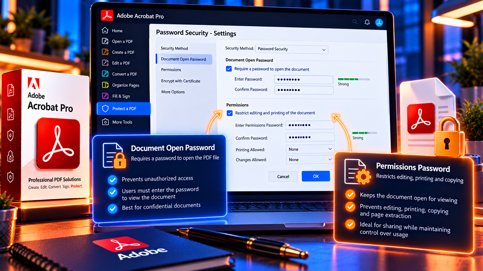 Document-Open Password vs Permissions Password