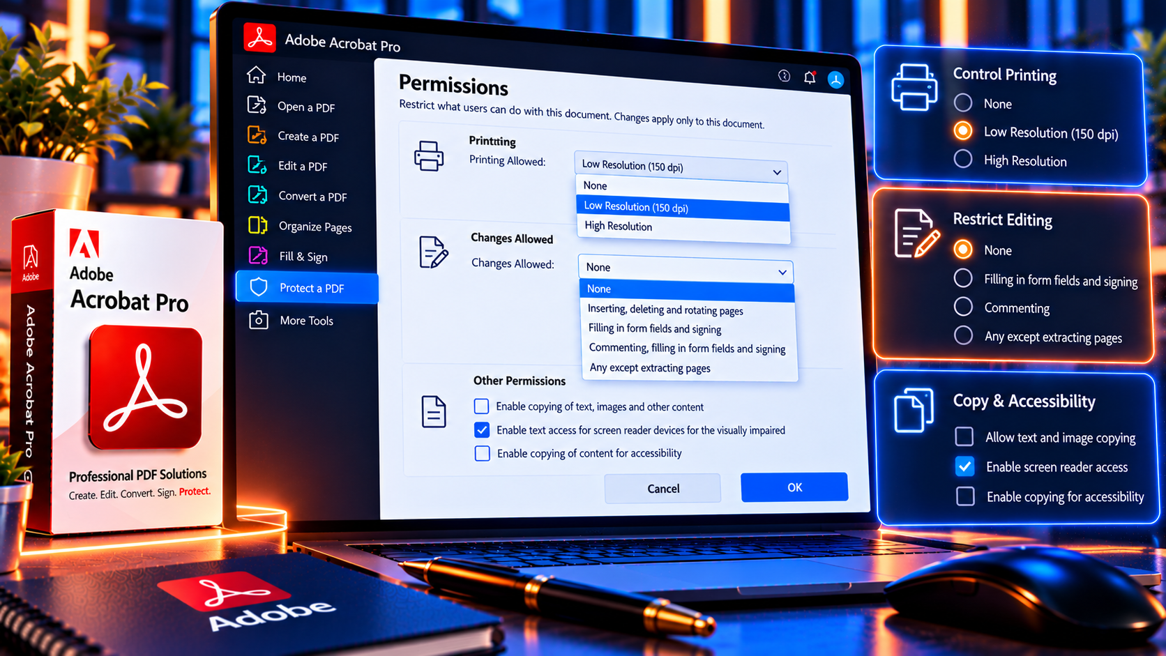 How to Set Permissions for Editing, Printing and Copying