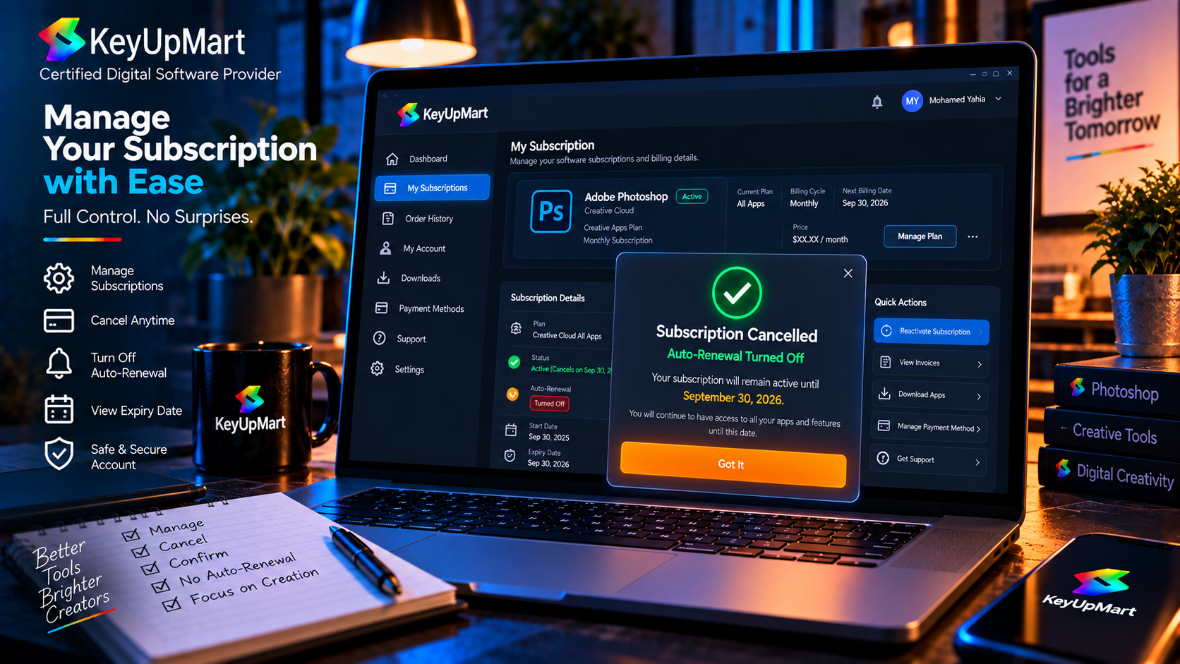 Step-by-step process for cancelling a Photoshop subscription