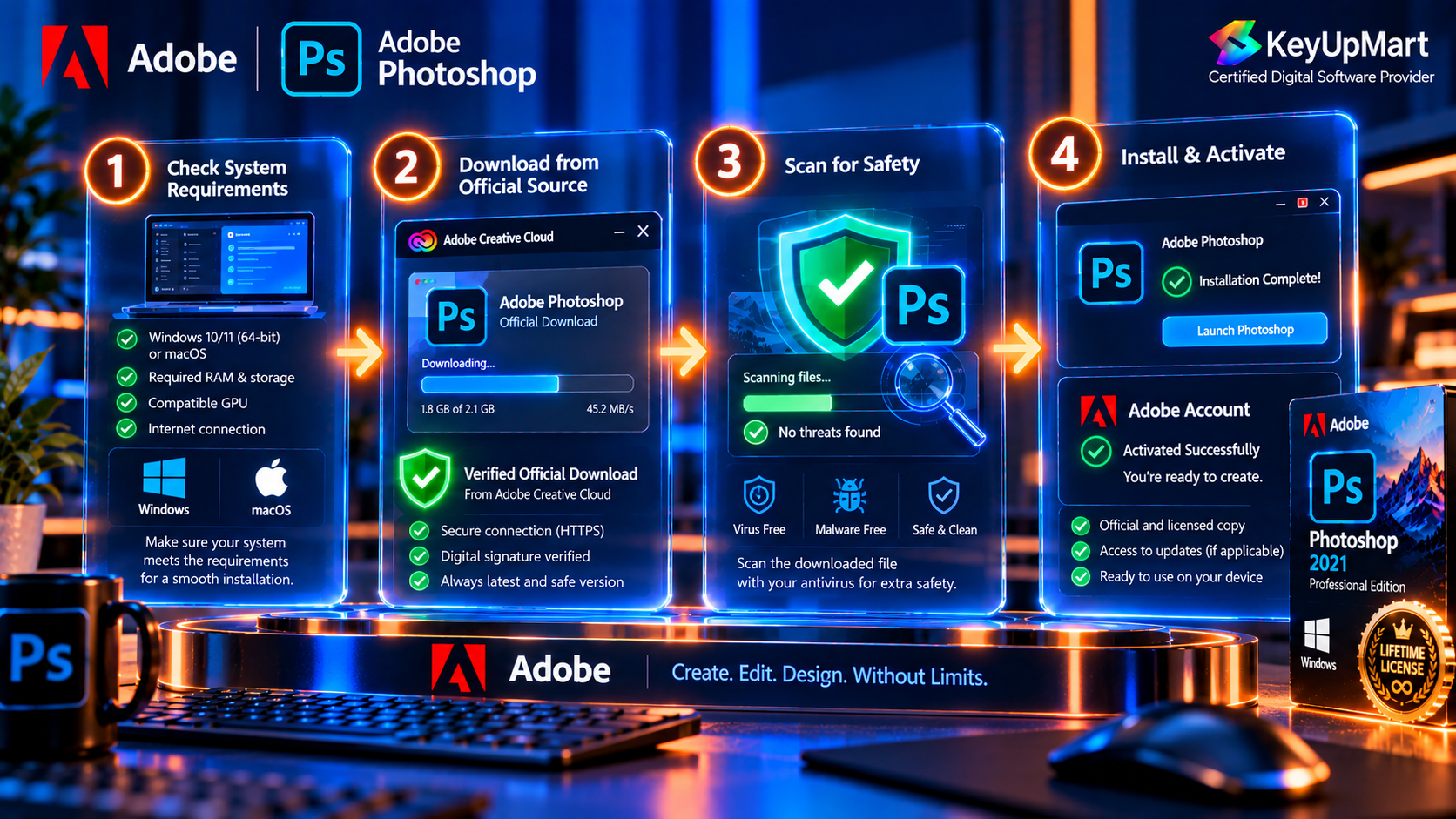 Step-by-step safe Adobe Photoshop download process