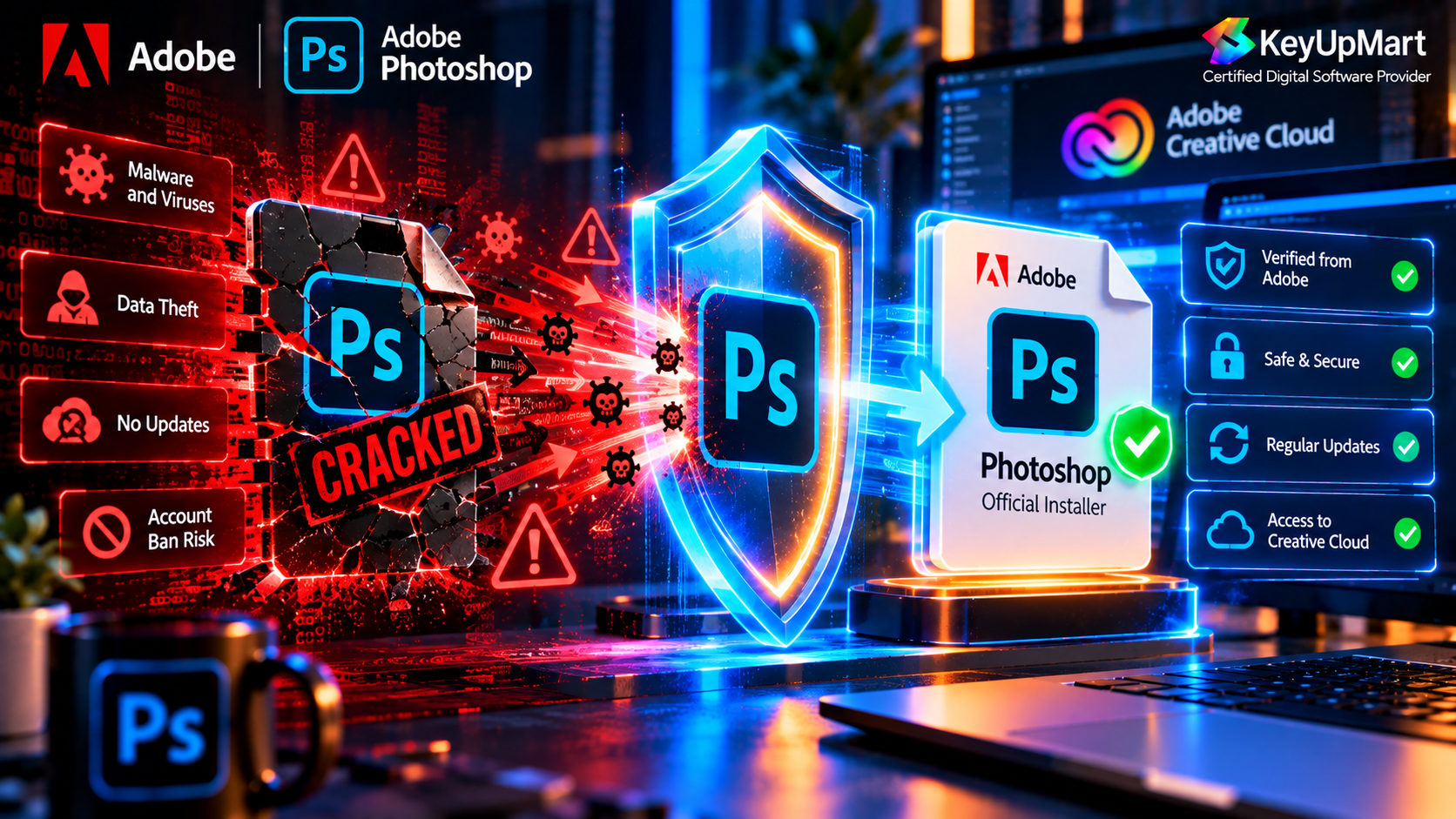 Why cracked and unofficial Photoshop downloads are unsafe